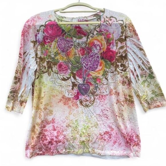 Affliction Tops - Affliction Multicolor Floral Women's Blouse